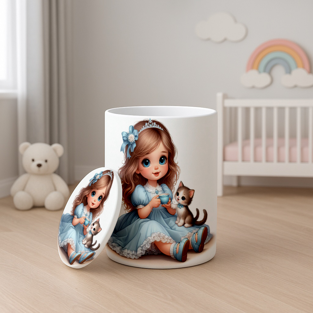باکس وسایل دخترانه طرح پرنسس و گربه
