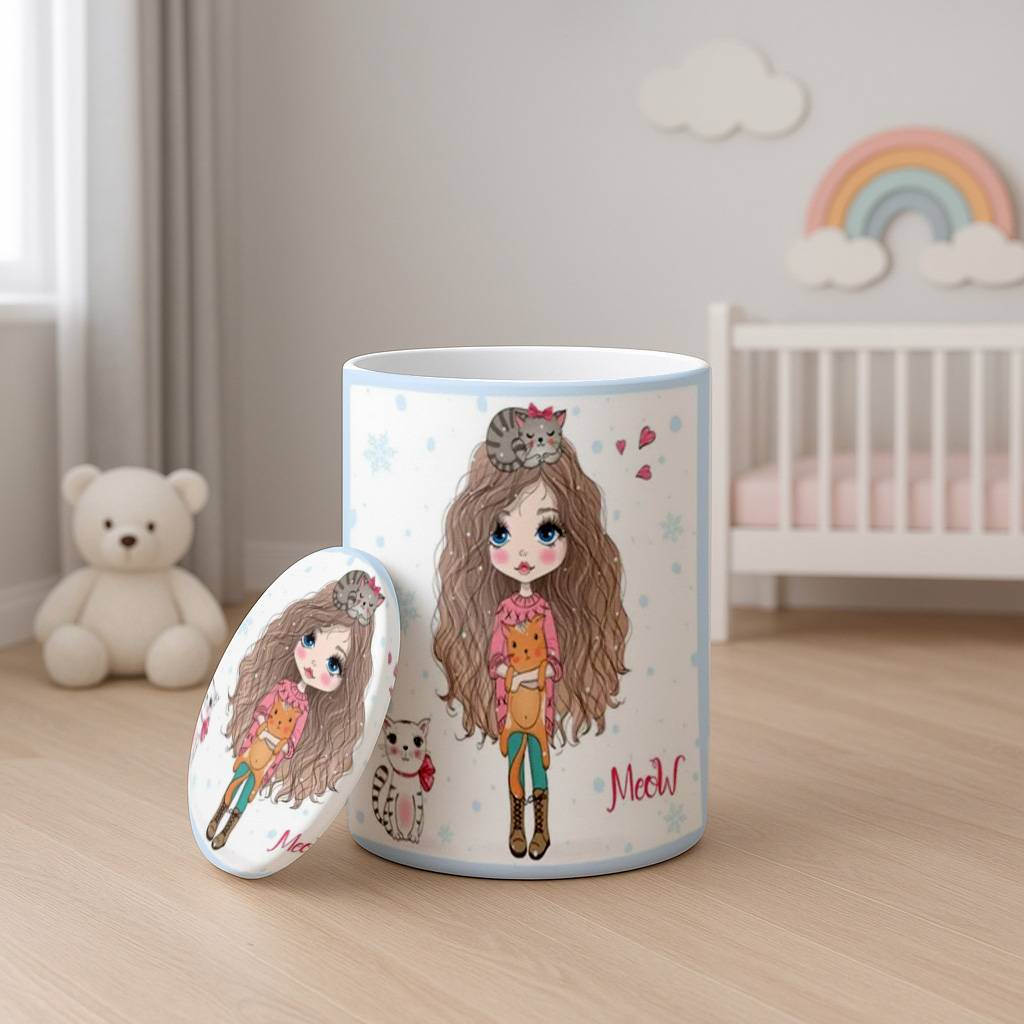 باکس وسایل دخترانه طرح دختر موفرفری زمستونی