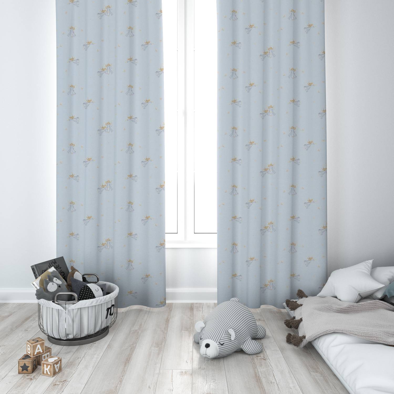 پرده پانچی دخترانه طرح مینیمال فرشته
